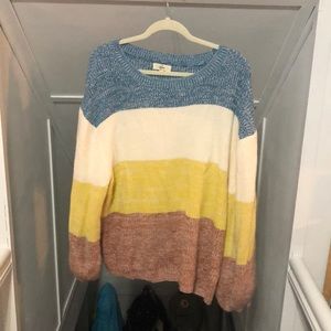 Balloon sleeve striped sweater